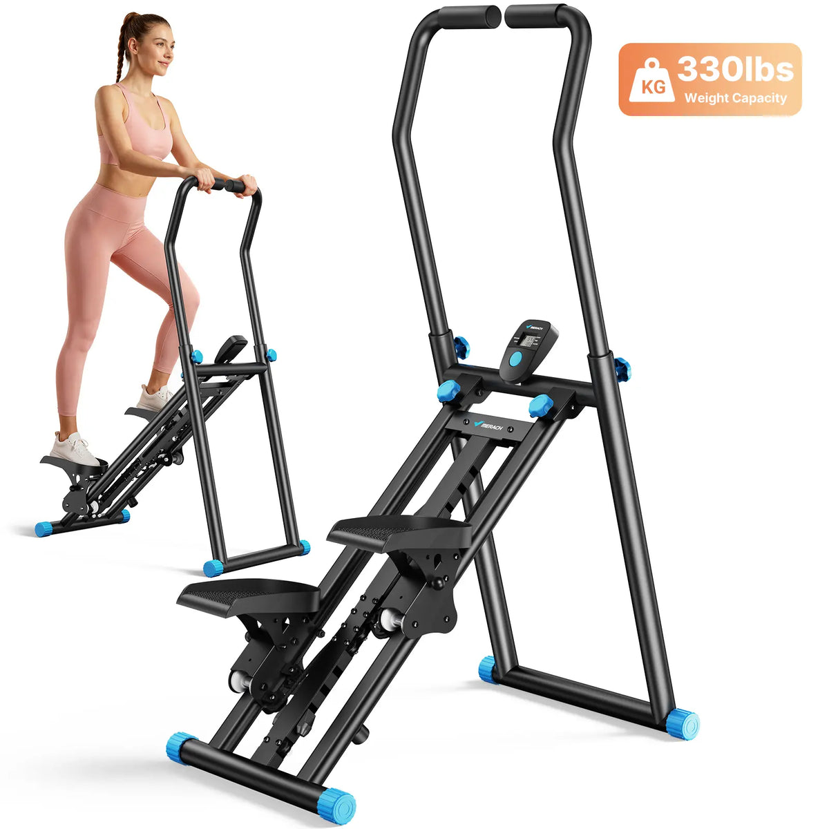 Merach Stair Stepper with Handlebar for Full-Body Workout,330Lbs Capacity, Compact Cardio Climber Exercise Machinewith Adjustable Pedals, Vertical Climber, Outdoorfun for Home Gym Backtoschool