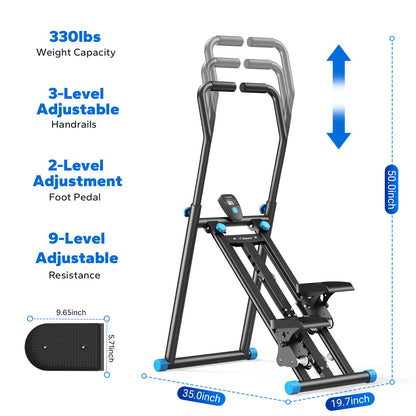 Merach Stair Stepper with Handlebar for Full-Body Workout,330Lbs Capacity, Compact Cardio Climber Exercise Machinewith Adjustable Pedals, Vertical Climber, Outdoorfun for Home Gym Backtoschool