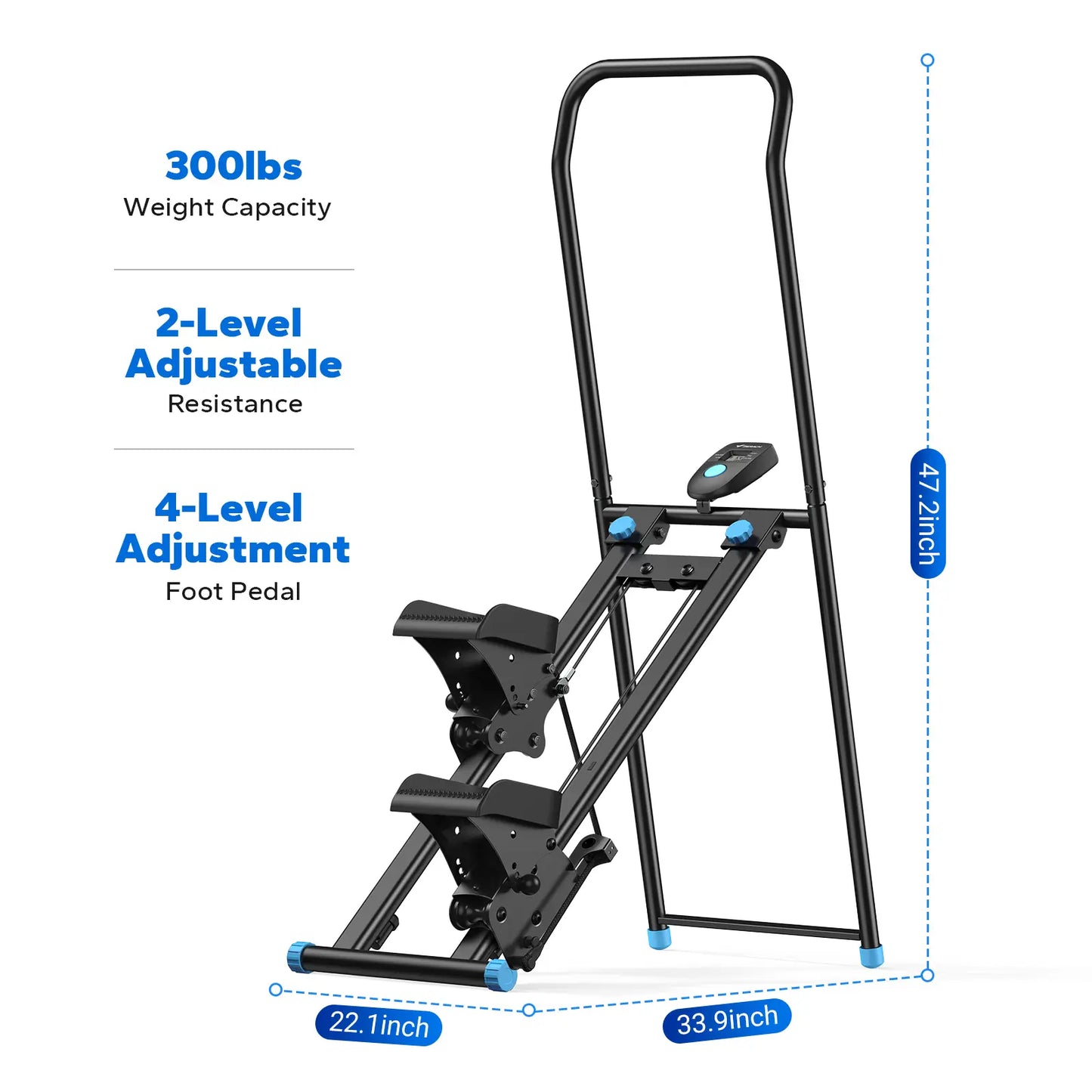 Merach Stair Stepper with Handlebar for Full-Body Workout,330Lbs Capacity, Compact Cardio Climber Exercise Machinewith Adjustable Pedals, Vertical Climber, Outdoorfun for Home Gym Backtoschool
