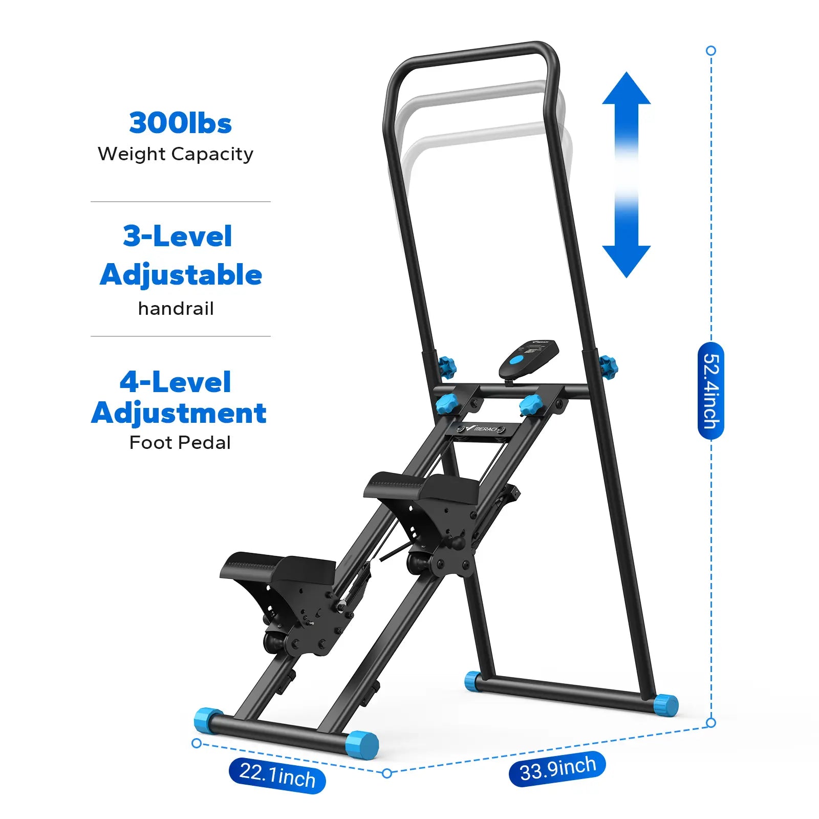 Merach Stair Stepper with Handlebar for Full-Body Workout,330Lbs Capacity, Compact Cardio Climber Exercise Machinewith Adjustable Pedals, Vertical Climber, Outdoorfun for Home Gym Backtoschool