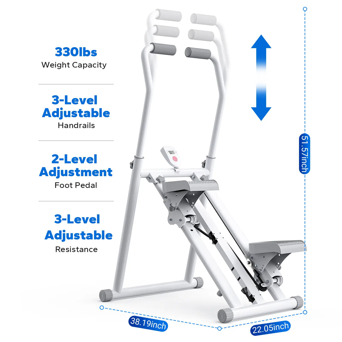 Merach Stair Stepper with Handlebar for Full-Body Workout,330Lbs Capacity, Compact Cardio Climber Exercise Machinewith Adjustable Pedals, Vertical Climber, Outdoorfun for Home Gym Backtoschool