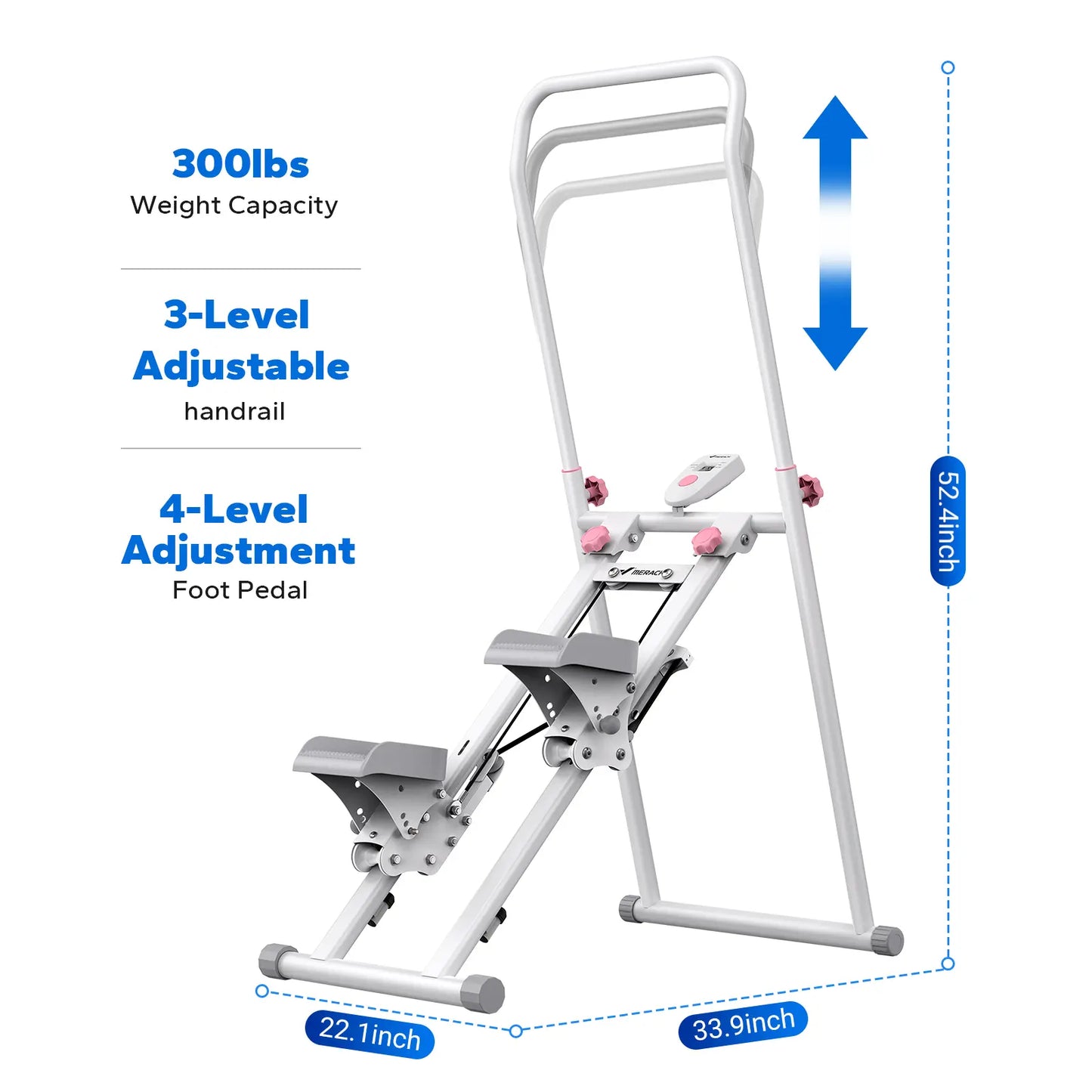 Merach Stair Stepper with Handlebar for Full-Body Workout,330Lbs Capacity, Compact Cardio Climber Exercise Machinewith Adjustable Pedals, Vertical Climber, Outdoorfun for Home Gym Backtoschool
