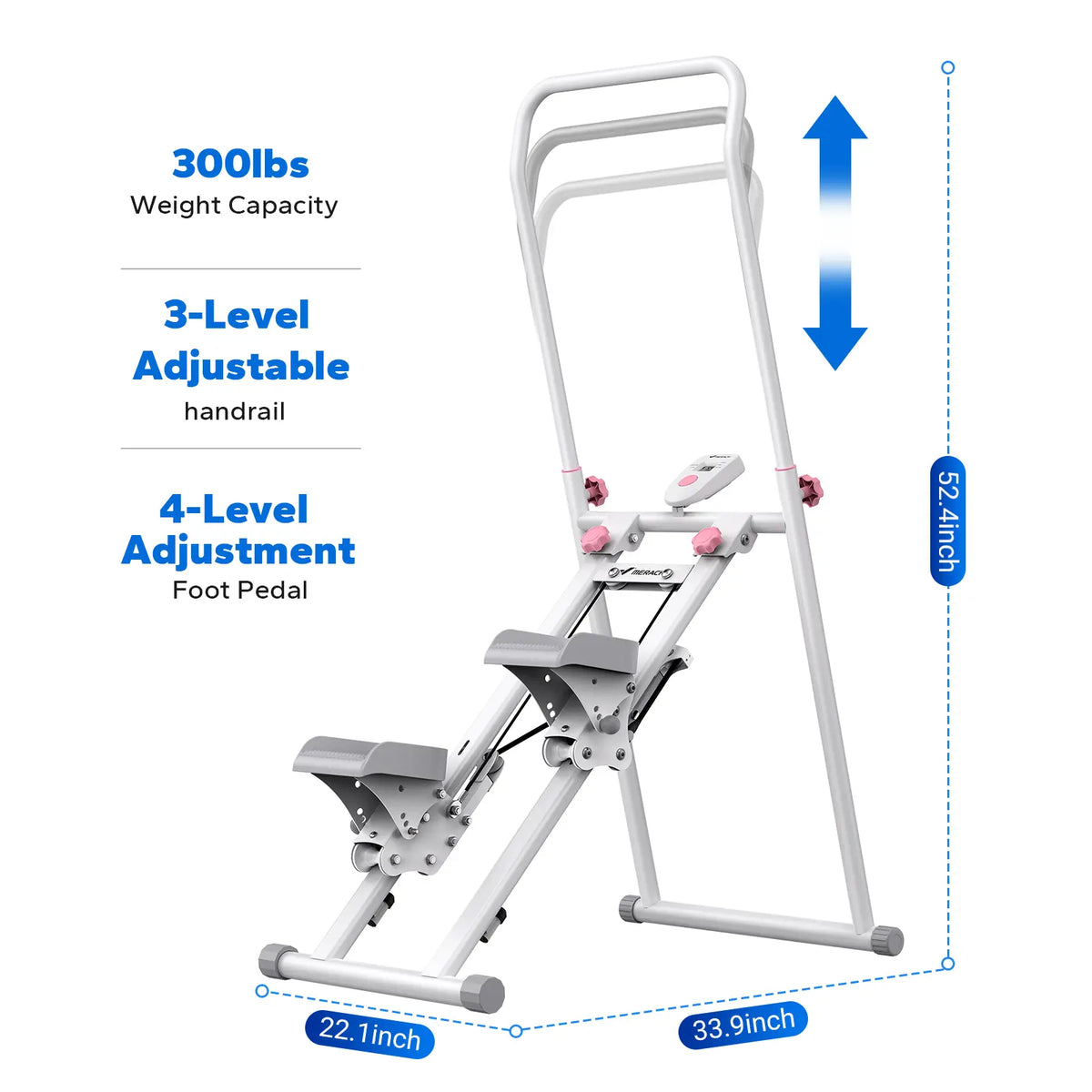 Merach Stair Stepper with Handlebar for Full-Body Workout,330Lbs Capacity, Compact Cardio Climber Exercise Machinewith Adjustable Pedals, Vertical Climber, Outdoorfun for Home Gym Backtoschool